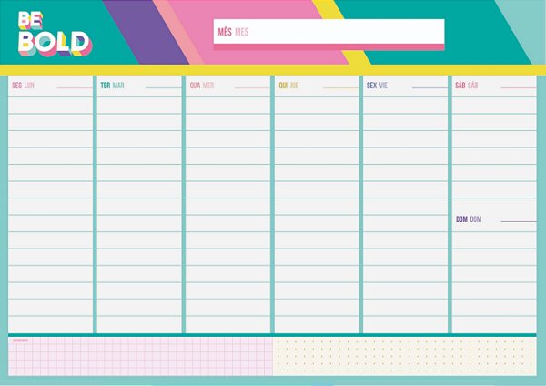 Bloco planner semanal - Be Bold