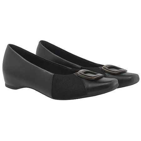 Sapato Usaflex Sapatilha Preto Com Tecido Elastico