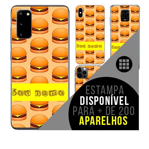 Capa de celular personalizada com nome - todos aparelhos - Comida: Hamburger
