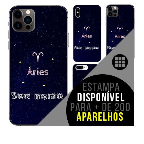 Capa de celular personalizada com nome - Signo Áries - astrologia