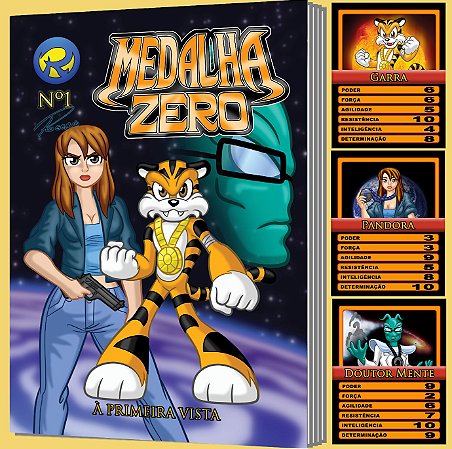 Medalha Zero Nº 1 - À Primeira Vista - história em quadrinhos + 3 cards colecionáveis