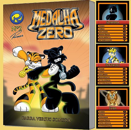 Medalha Zero Nº 2 - Garra versus Sombra - história em quadrinhos + 3 cards colecionáveis