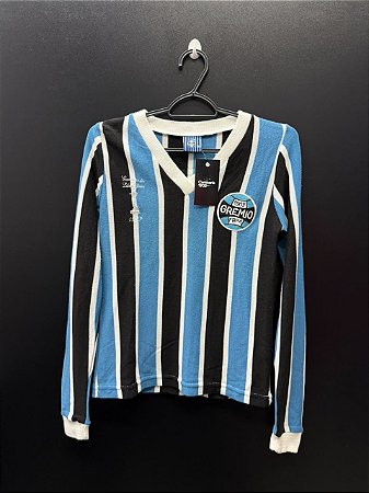 CAMISA DO GRÊMIO 1983 RETRO TRICOLOR LICENCIADA #7 - M MANGA LONGA (FEMININA)