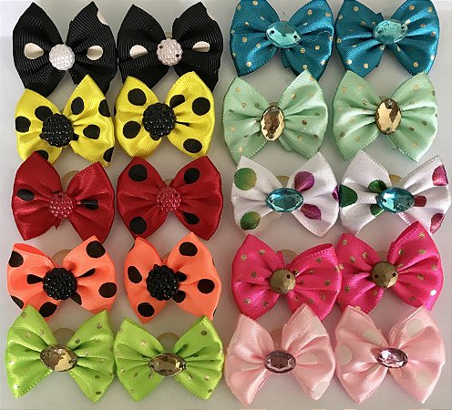 10 Laços Poá M Banho E Tosa / Pet Shop Cães, Gatos. Sortidos