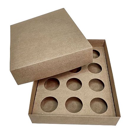 EMBALAGEM PARA 12 BRIGADEIROS KRAFT - 206x158x40mm - 50 UNIDADES