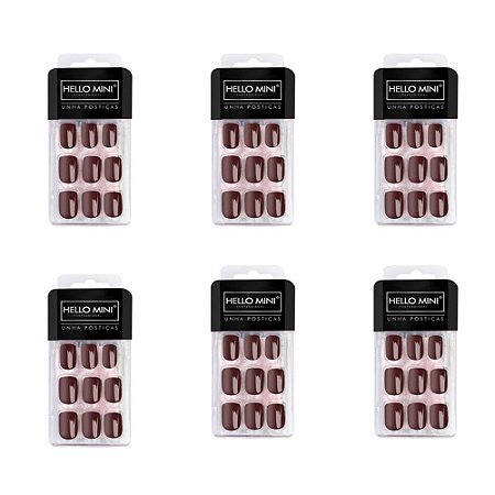 Unhas Postiças Auto Colante Vinho Hello Mini OY174-59 – Kit c/ 06 unid