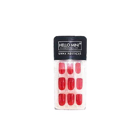 Unhas Postiças Auto Colante Vermelho Cintilante Hello Mini OY174-61