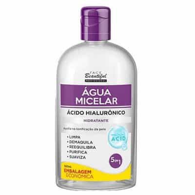 Água Micelar Ácido Hialurônico 500ml Face Beautiful FB235