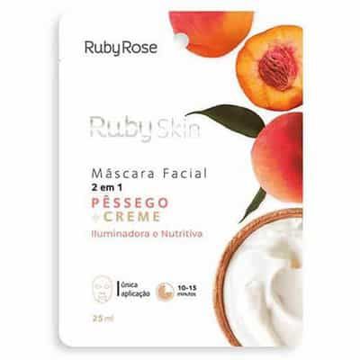 Máscara Facial de Tecido Pêssego e Creme Ruby Rose HB-708