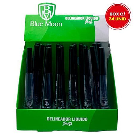 Delineador Líquido Preto Blue Moon BM0101 - Box c/ 24 unid