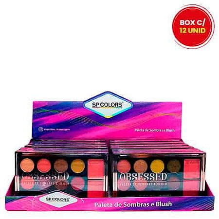 Paleta de Sombra e Blush Obsessed SP Colors SP233 – Box c/ 12 unid