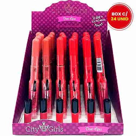 Batom Líquido Matte e Delineador Labial Duo Lips City Girls CG232 – Box c/ 24 unid