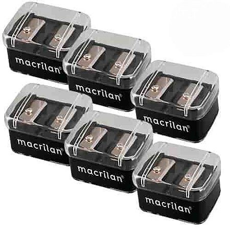 Apontador Duplo para Lápis de Maquiagem Macrilan AP-01 - Kit c/ 06 unid