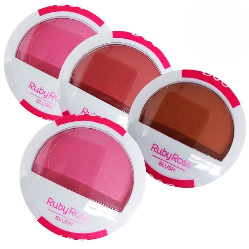 Blush Compacto Facial Ruby Rose HB-6106 - Kit c/ 04 unid