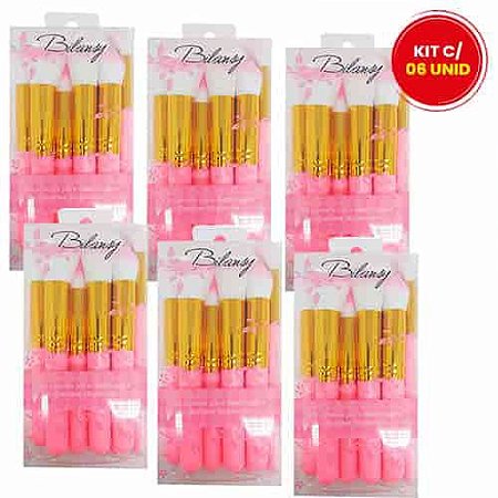 Kit com 10 Pincéis para Maquiagem Bilansy PNL630 - Kit c/ 06 unid