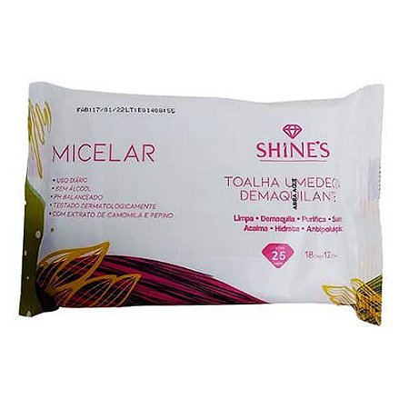 Toalhas Umedecidas Demaquilante Micelar Shine's SH002M