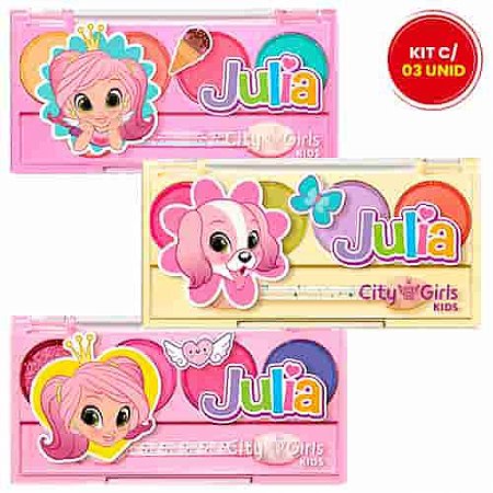 Quarteto de Sombras Infantil Julia City Girls CGK003 - Kit c/ 03 unid