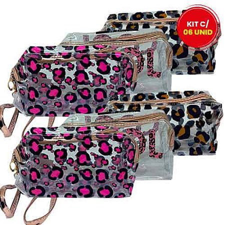 Necessaire Estampada Oncinha Interponte HN86674 - Kit c/ 06 unid