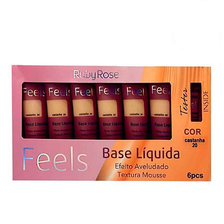 Base Líquida Feels Ruby Rose HB-8053 Castanha 20 – Box c/ 06 unid