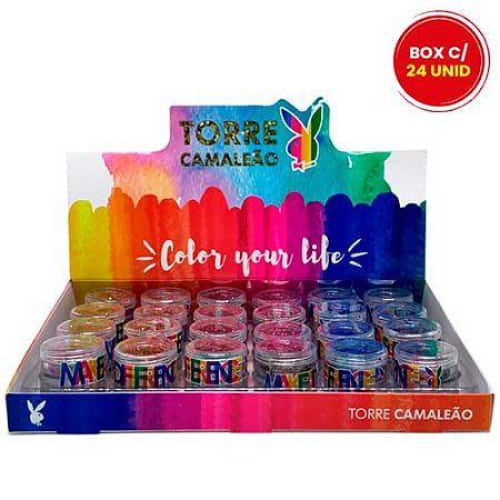 Glitter Torre Camaleão com Cola Color Your Life Playboy PB1091 - Box c/ 24 unid
