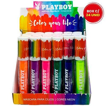 Máscara para Cílios Neon Color Your Life Playboy PB1011-X - Box c/ 24 unid