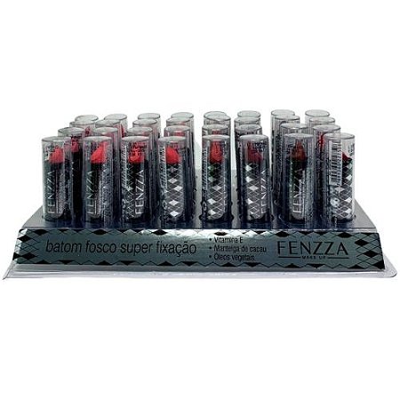 Batom Bastão Fosco Super Fixação Fenzza BFG2750 - Box c/ 32 unid