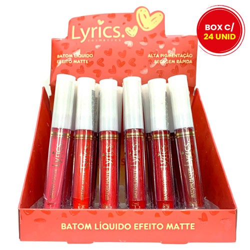 Batom Líquido Efeito Matte Lyrics LY0084 - Box c/ 24 unid