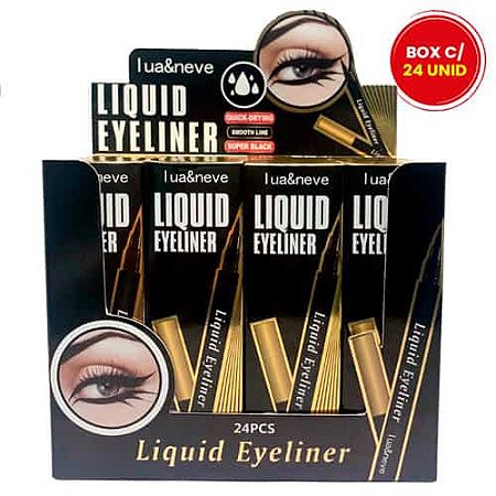 Caneta Delineadora Preta Liquid Eyeliner Lua & Neve LN02024 - Box c/ 24 unid