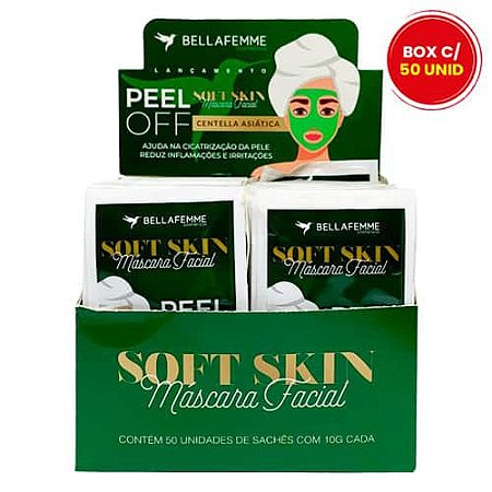 Máscara Facial Peel Off Centella Asiática Soft Skin Bella Femme - Box c/ 50 unid