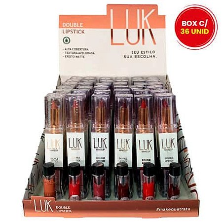 Batom Duo Double Lipstick Luk - Box c/ 36 unid