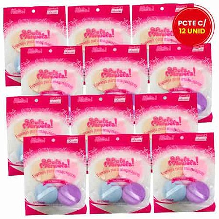 Kit com 04 Esponjas para Pó Qbela Manuela! QBM00513 - Pcte c/ 12 unid