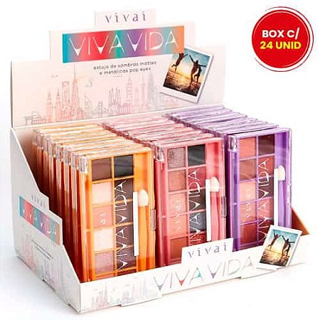 Paleta de Sombras Mattes e Metálicas Viva Vida Vivai 4051.1.1 - Box c/ 24 unid