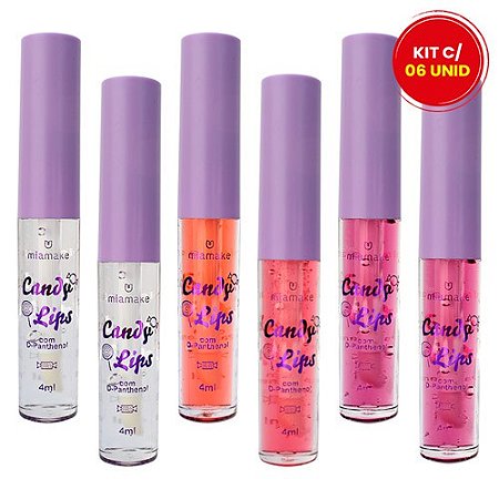 Lip Oil com D-Pantenol Candy Lips Mia Make 262 - Kit c/ 06 unid