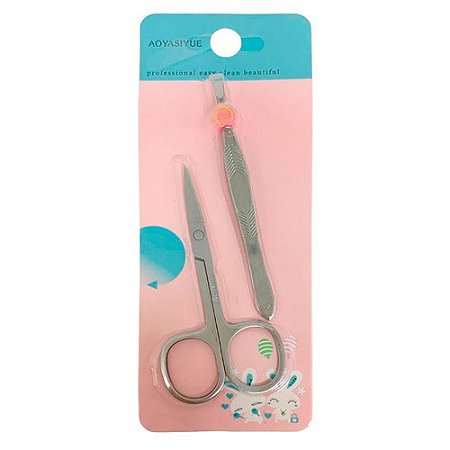Kit com Tesoura e Pinça para Sobrancelhas Aoyasiyue WL207