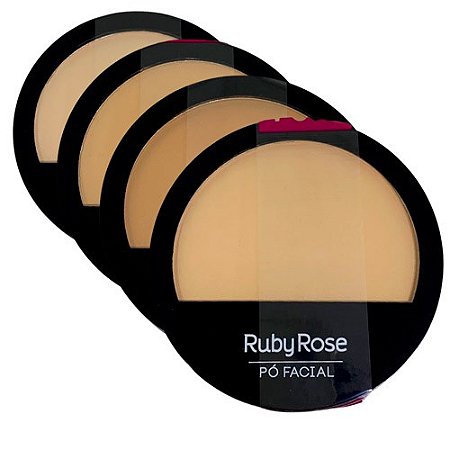 Pó Facial Compacto Grupo 14 Ruby Rose HB-7206-14 - Kit c/ 04 unid