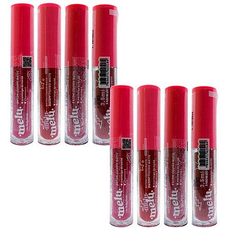 Batom Líquido Matte Melu Ruby Rose RR-563/G1 - Kit c/ 08 unid