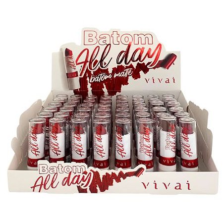 Batom Bastão Matte All Day Vivai 3114.1.1 - Box c/ 48 unid