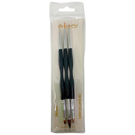 Kit com 03 Pincéis Para Decoração de Unhas Dafu DF-UP094011