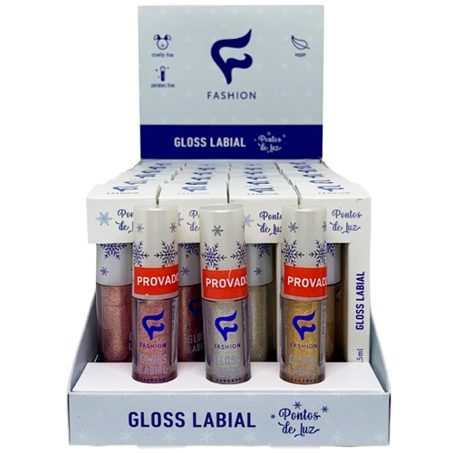 Gloss Labial Pontos de Luz Fashion Makeup - Box c/ 24 unid