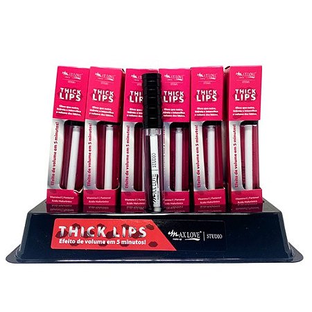 Gloss Thick Lips Efeito Volume Cor 200 Incolor Max Love - Box c/ 36 unid