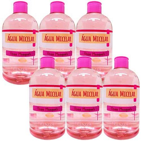 Água Micelar Rosa Mosqueta 500ml Fenzza FZ51041 - Kit c/ 06 unid