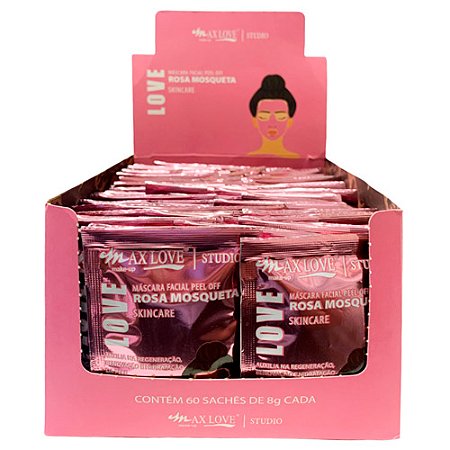 Máscara Facial Peel Off Rosa Mosqueta Max Love - Box c/ 60 unid