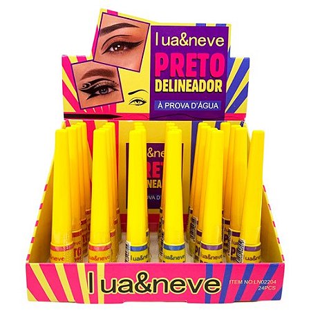 Delineador Líquido Preto á Prova D'água Lua & Neve LN02204 - Box c/ 24 unid