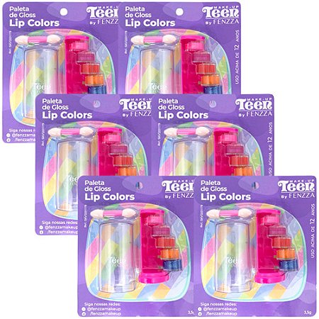 Paleta de Gloss Lip Colors Teen Fenzza SKV12011179 - Kit c/ 06 unid