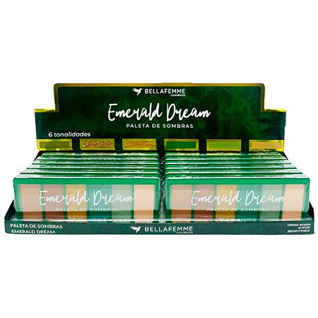 Paleta de Sombras Emerald Dream Bella Femme BF10124 - Box c/ 12 unid
