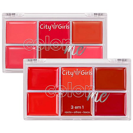 Paleta Multifuncional 3 em 1 Color Me City Girls CG308 - Kit c/ 02 unid