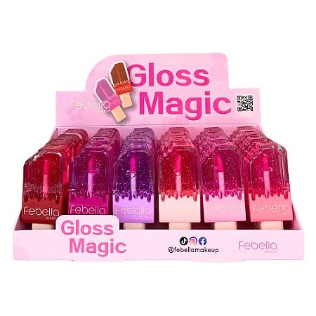 Lip Gloss com Glitter Picolé Febella LG40511 - Box c/ 24 unid