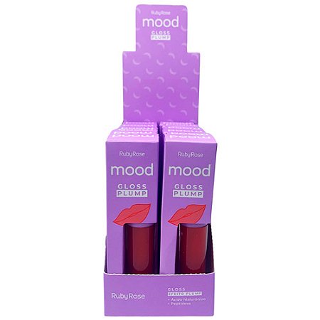 Gloss Labial Efeito Plump Mood Ruby Rose HB-573 - Box c/ 12 unid