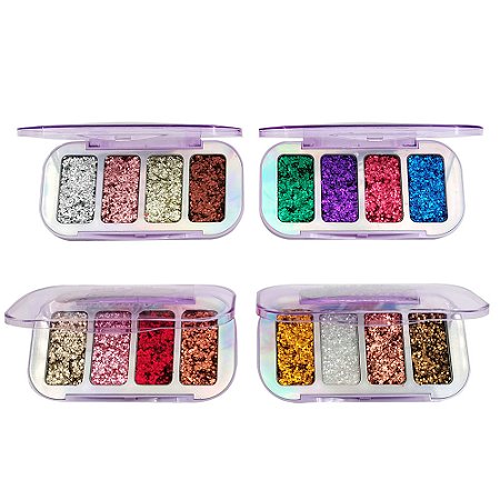 Paleta de Sombras Glitter Shine Lua & Neve LN02225 - Kit c/ 04 unid