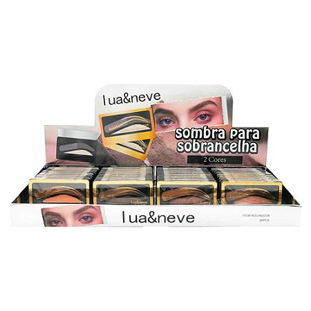 Paleta de Sombra para Sobrancelha 2 Cores Lua & Neve LN02238 - Box c/ 36 unid